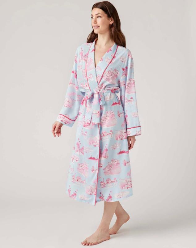 California Toile Robe - Light Blue/Pink - Katie Kime