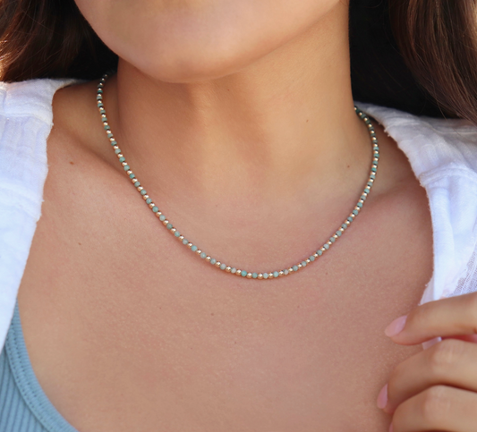 Claire Beaded Choker Necklace Green Amazonite - Kaylie Dawn