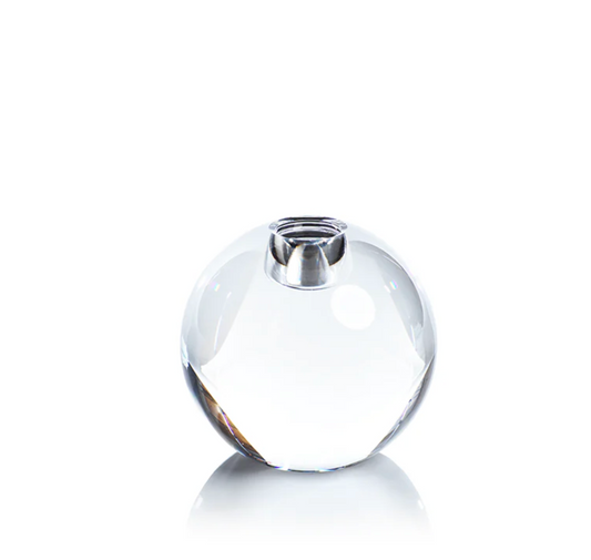 Round Crystal Glass Taper Holder