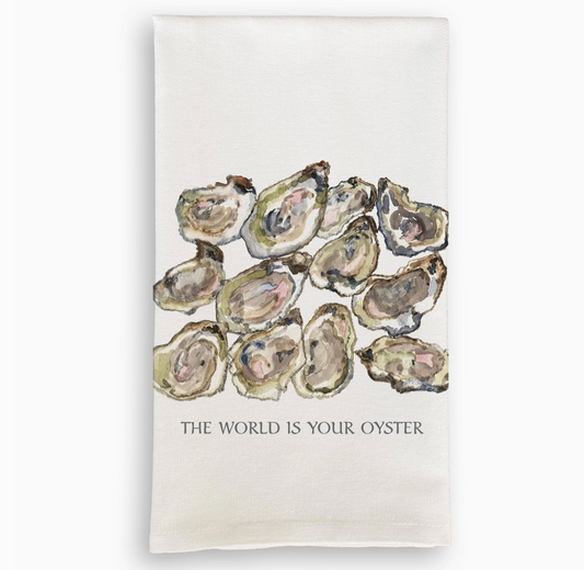 Multiple Oysters Linen Tea Towel - NO WORDS - French Graffiti