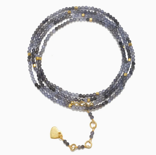 Gemstone Sparkle Wrap Bracelet - Iolite Charcoal - Amelia Rose Jewelry