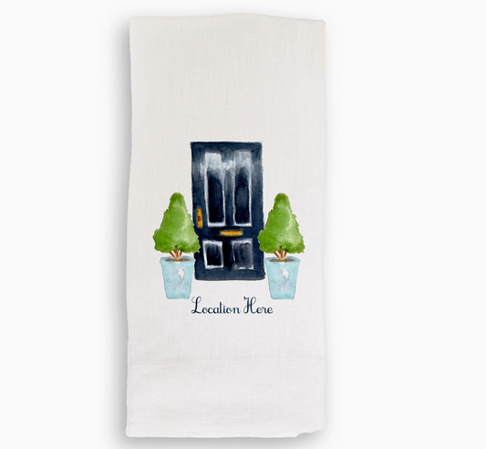 Black Door Newport RI Linen Tea Towel - French Graffiti