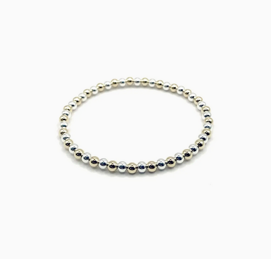 Stretchy Gold Filled & Sterling Silver Stacking Bracelet - Kaylie Dawn