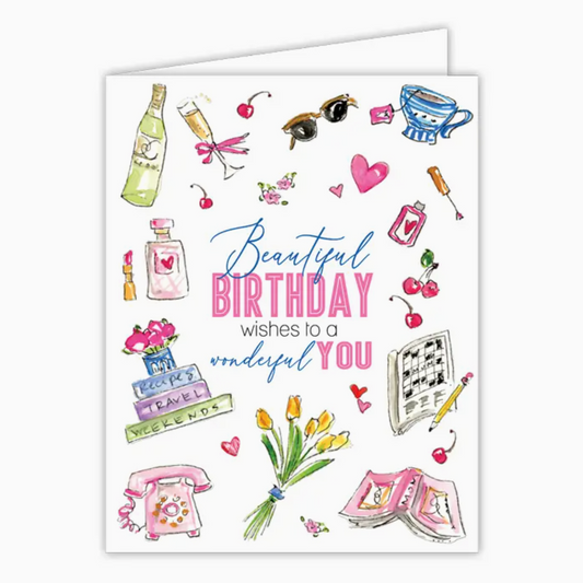 Birthday Wishes For WonderfuL You B-Day Icons Greeting Card - RosanneBeck