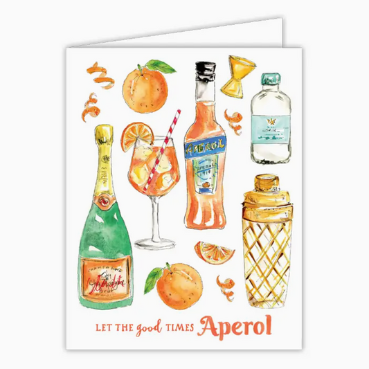 Handpainted Let the Good Times Aperol Greeting Card - RosanneBeck