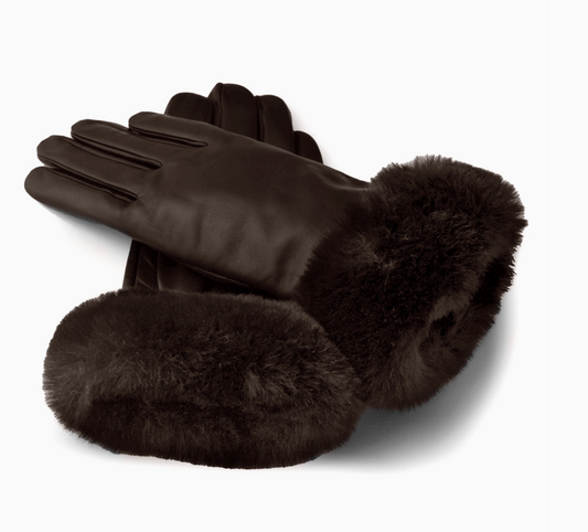 Women's Gloves - Leather + Fur - BOTH COLOR OPTIONS