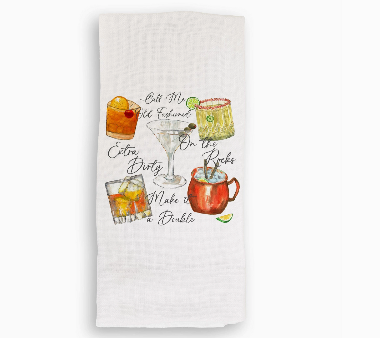 Mixed Cocktails Linen Tea Towel - French Graffiti