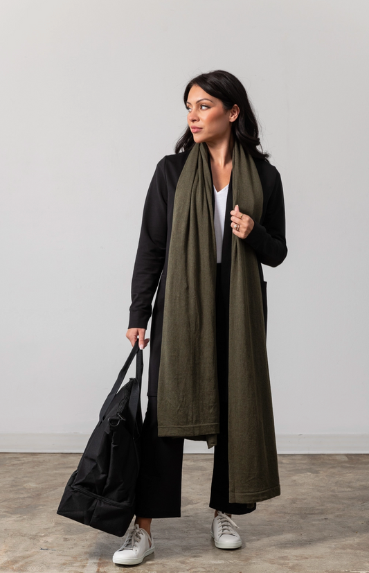 Dreamsoft Organic Cotton Travel Scarf Olive - Zestt Organics