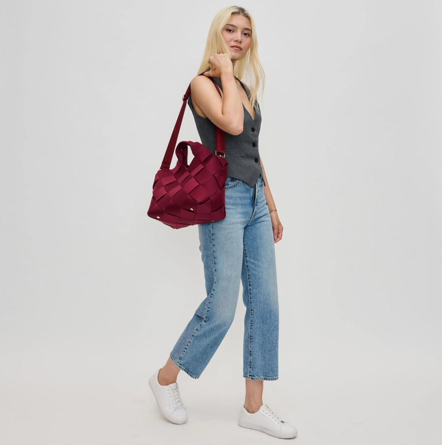 Resilience Woven Neoprene Tote - Burgundy - Sol & Selene