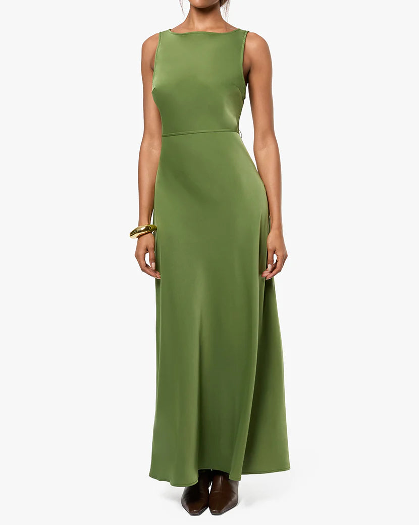 Boat Neck Slip Dress - Hunter Green - We Wore What