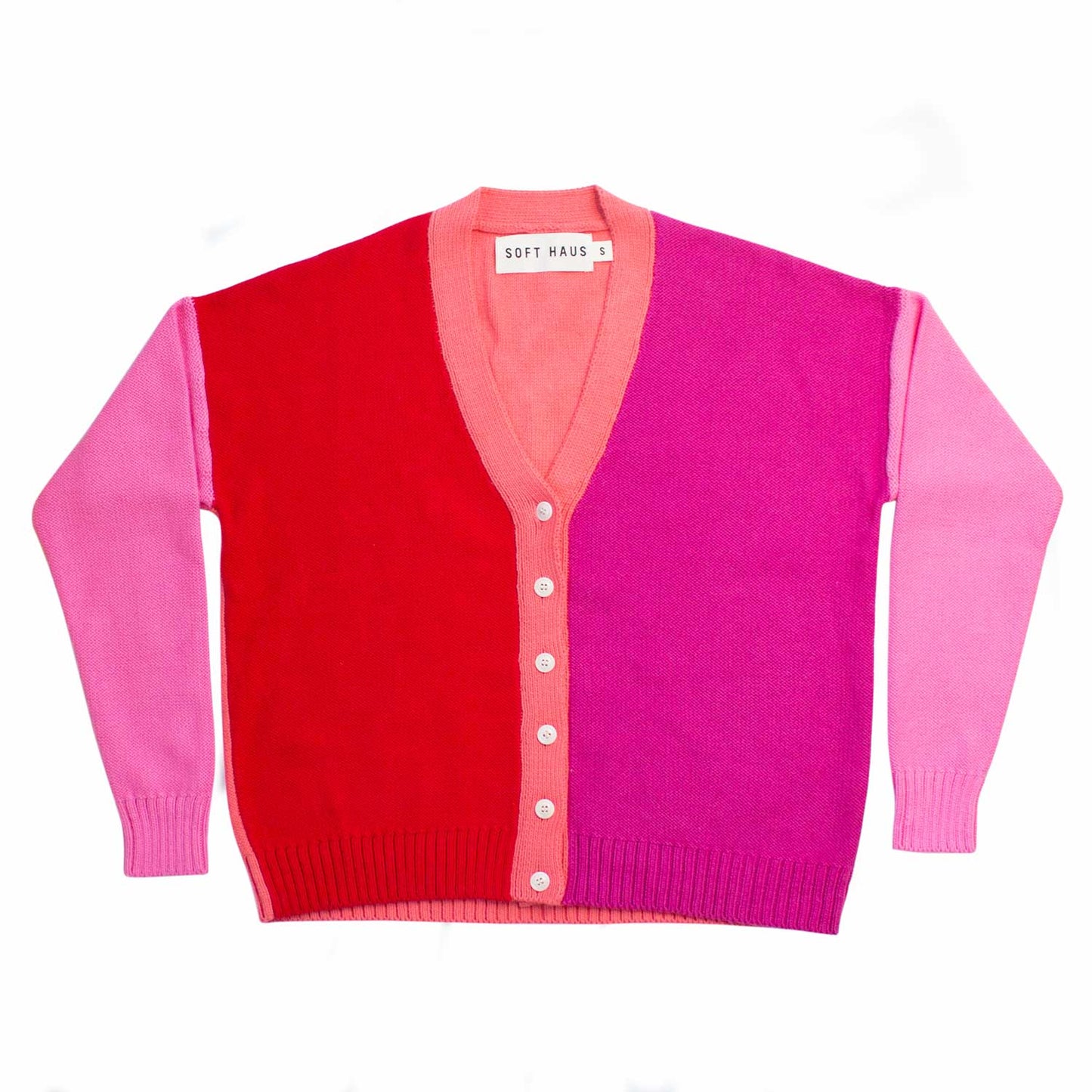 Colorblock Cardigan - Pink + Orange - Soft Haus