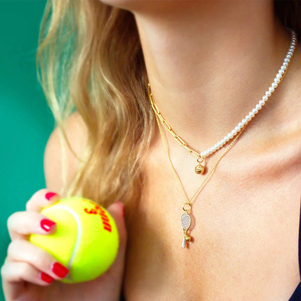 Tennis Racquet Charm - Gold Vermeil - Jet Set Candy