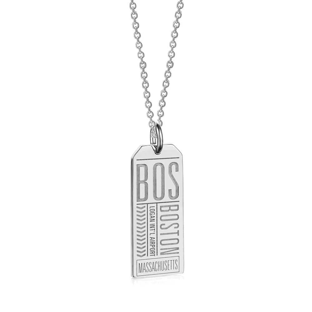 Boston BOS Luggage Tag Charm - Sterling Silver - Jet Set Candy