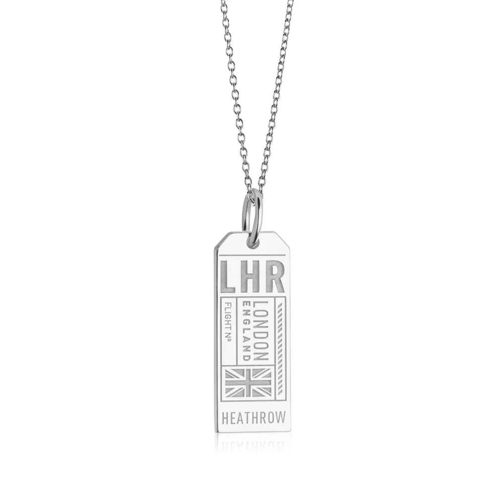 London LHR Luggage Tag Charm - Sterling Silver - Jet Set Candy