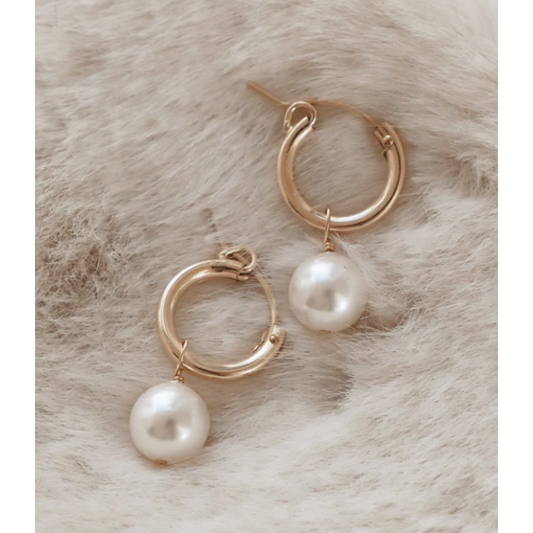 Audrey Pearl Hoop Earrings (TWO SIZES)