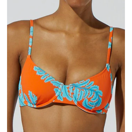Leaf Motif Bikini Top - Solid & Striped