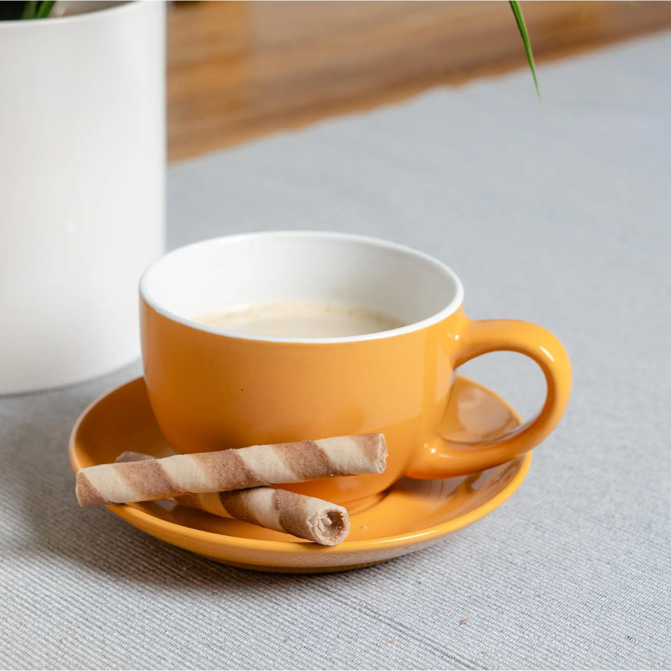 Cappuccino Cup with Saucer - Orange