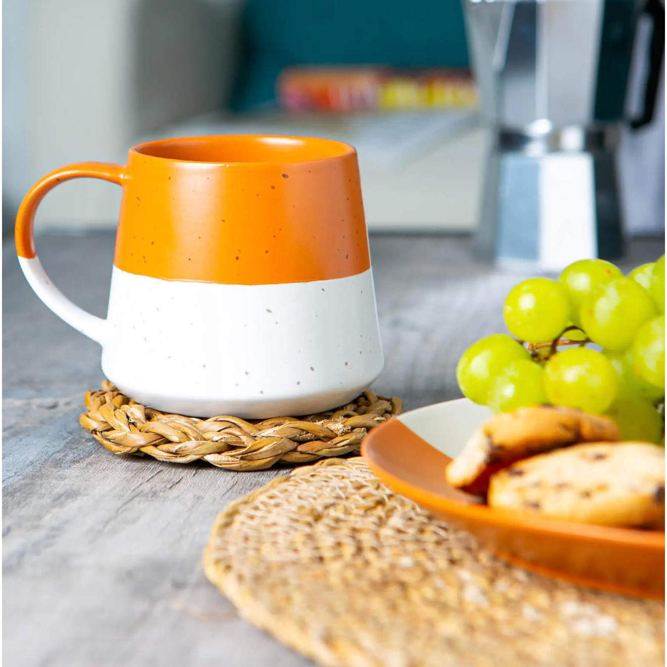 Ceramic Dipped Coffee Mug - Orange