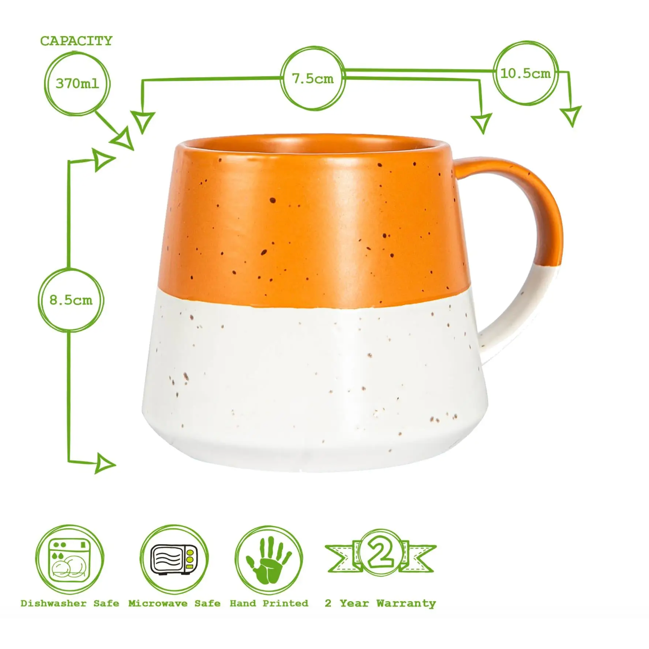 Ceramic Dipped Coffee Mug - Orange