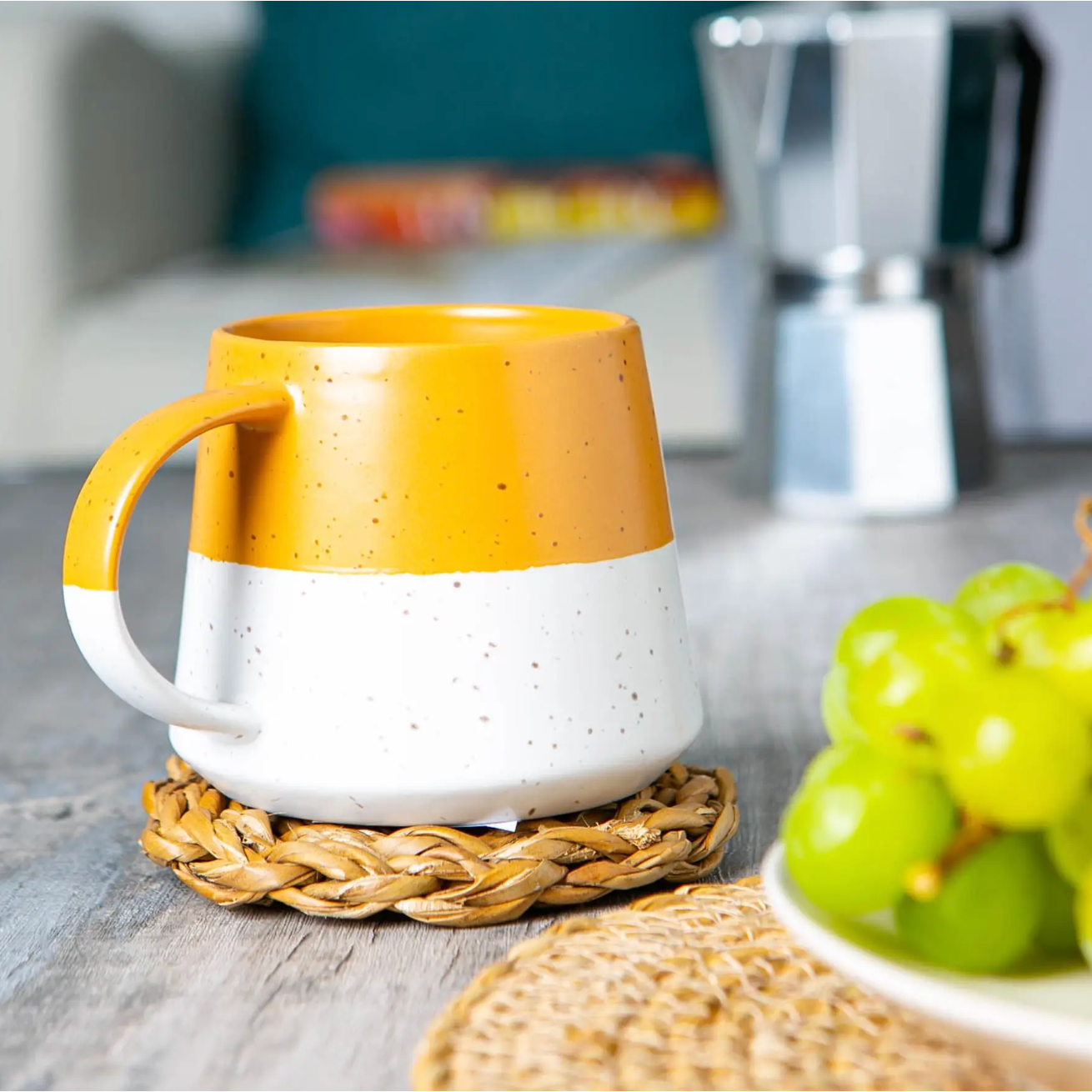 Ceramic Dipped Coffee Mug - Mustard