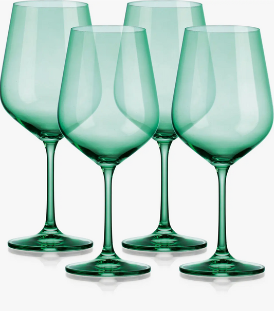 Colored Red Wine Glasses - Green - Set of 4