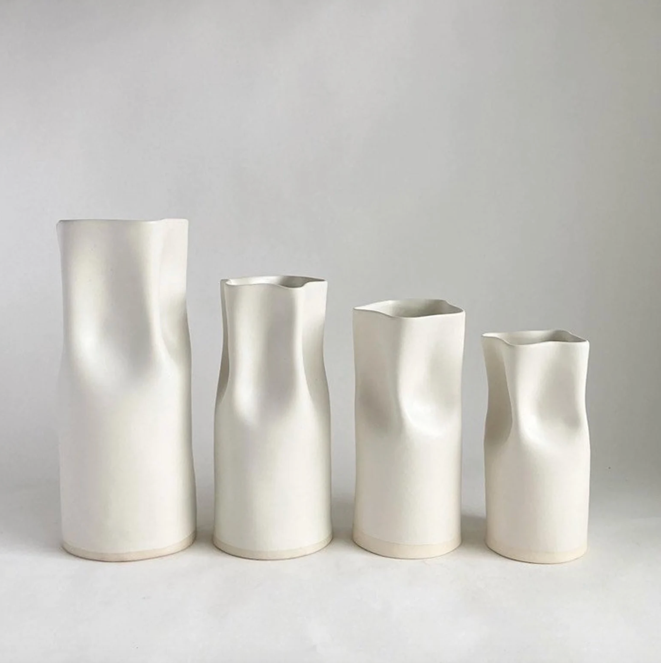 Ceramic Pinched Vase - White - 3 SIZES