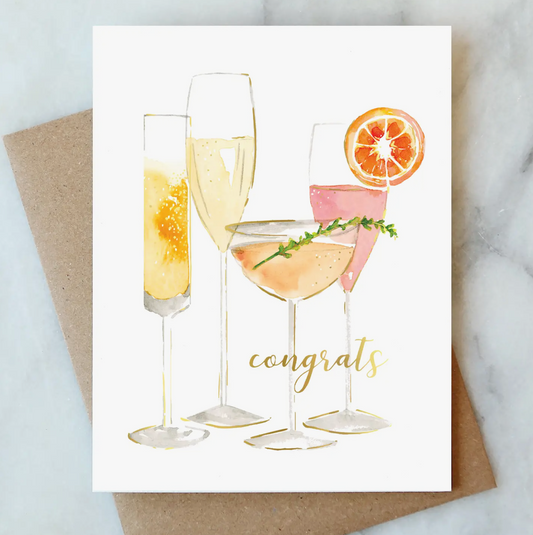Bubbly Cocktails Congrats Card - Abigail Jayne Design