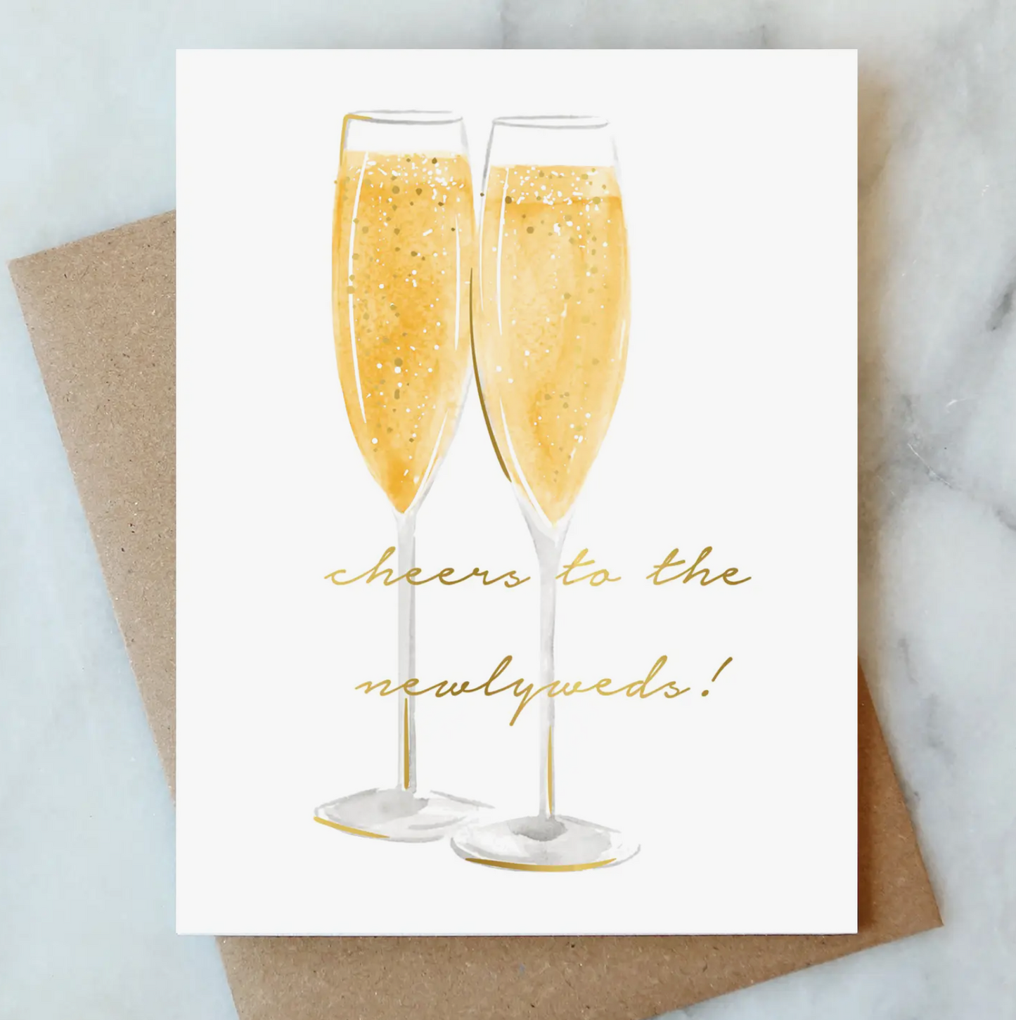 Newlyweds Cheers Champagne Flutes Card - Abigail Jayne Design