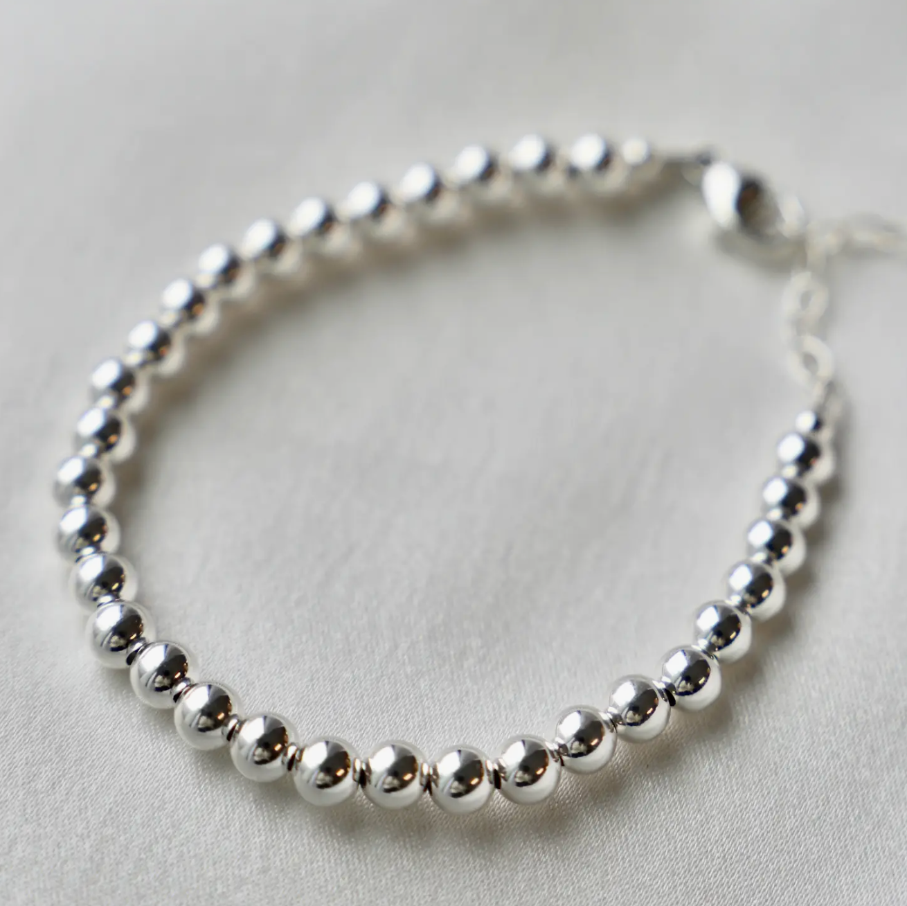 Sterling Silver Beaded Bracelet - TWO SIZES