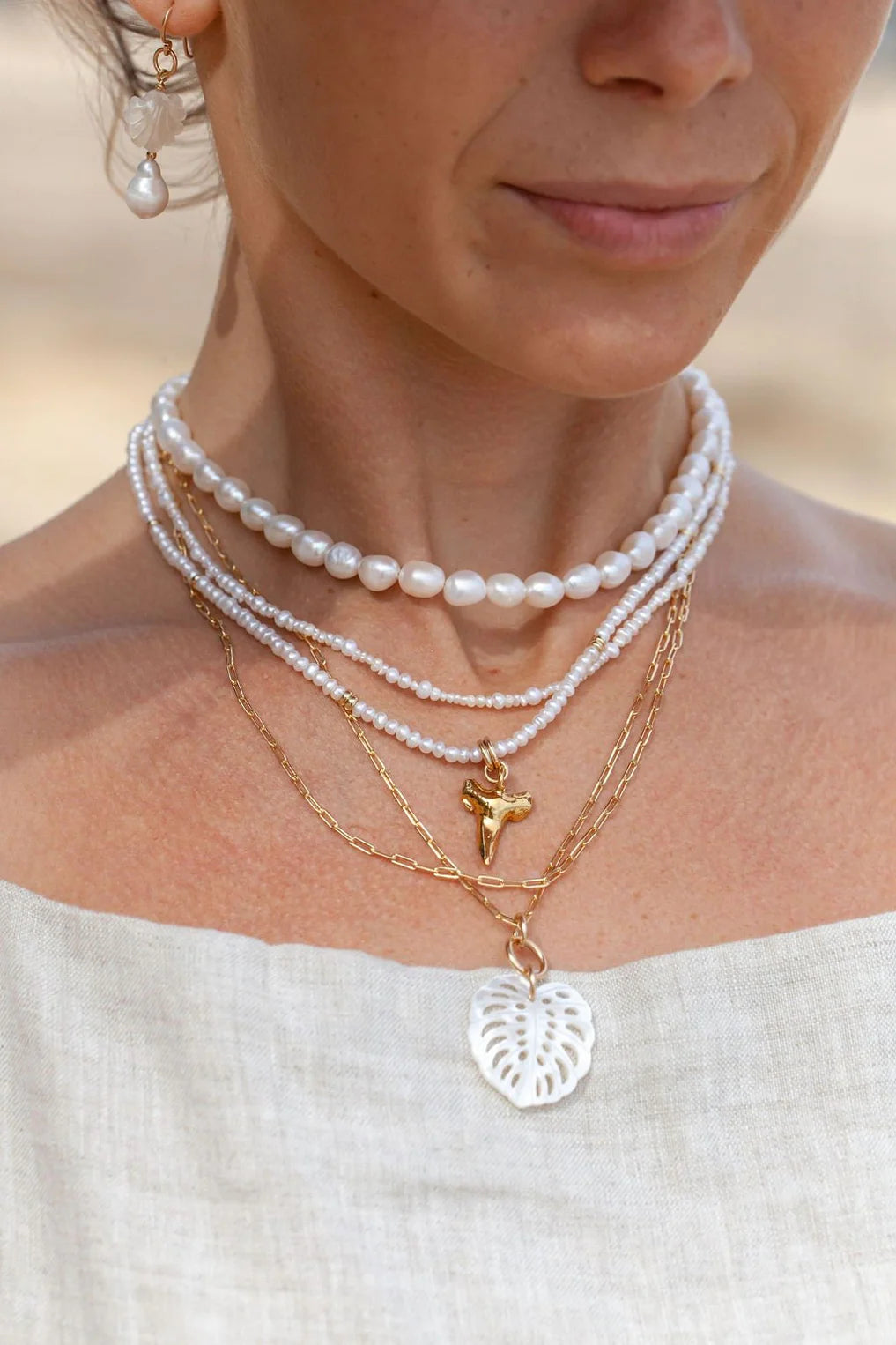 White Pearl Choker Necklace - Ala - Ke Aloha Jewelry