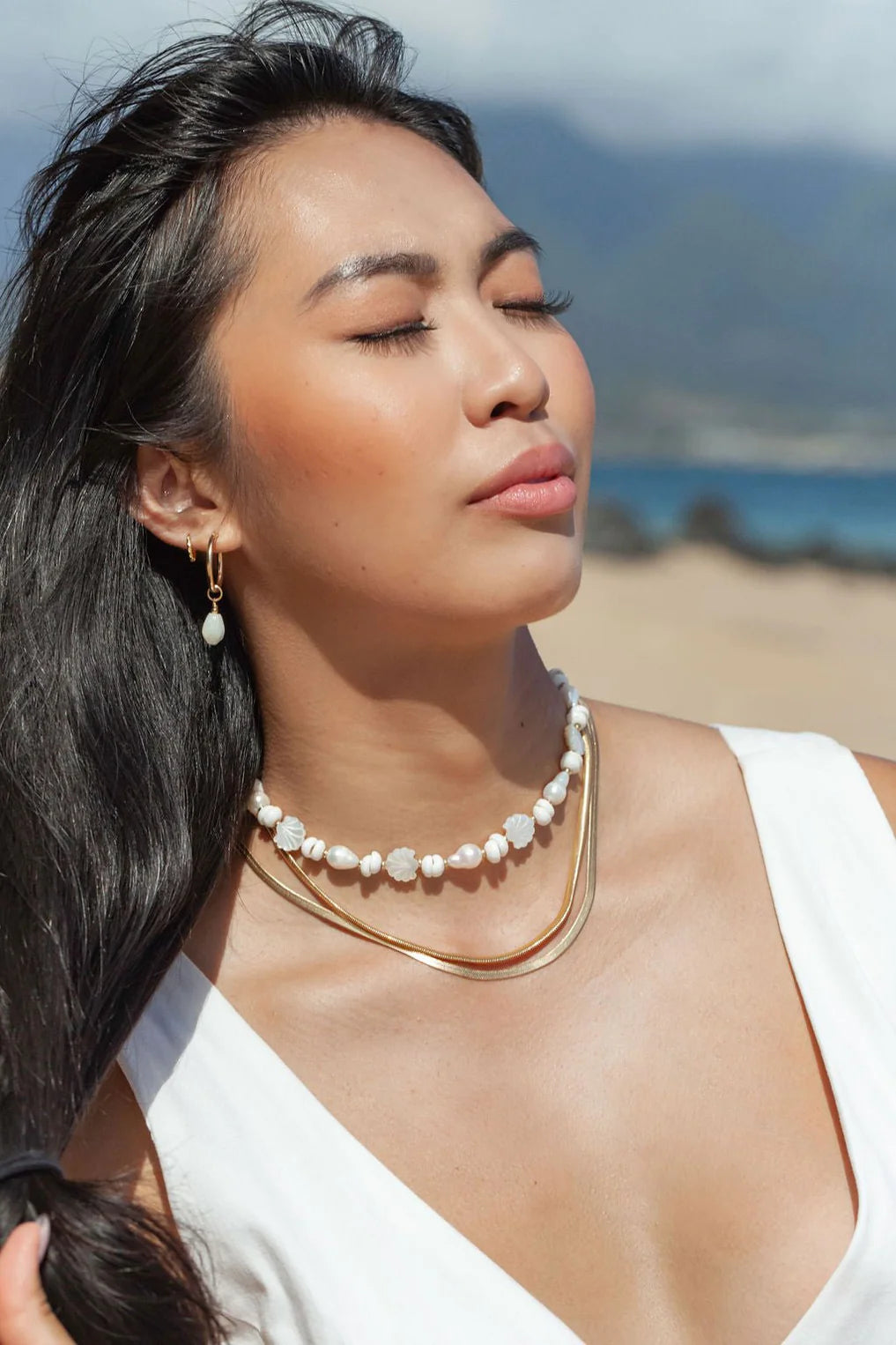 Baroque Pearl Scallop & Puka Shell Necklace - Keao - Ke Aloha
